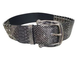 Beckon Womens S 2.25" Wide Black Leather Metallic Rhinestones Belt Buckle Metal